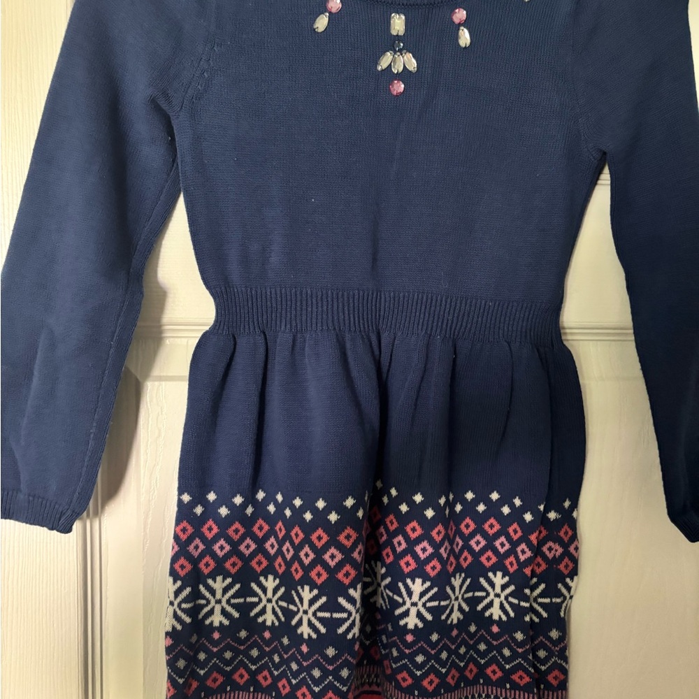Girls Gymboree Blue, White and Pink Sweater Dress
